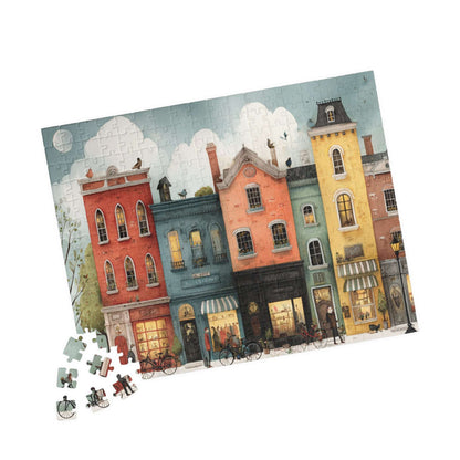 Colorful Townhouse Street Illustration Jigsaw Puzzle