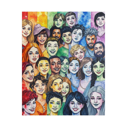 United in Joy Jigsaw Puzzle - Pride Rainbow Flag Faces, Queer Art Inclusive Game for Family Fun, Holiday Birthday Gift Idea, Team Building 520 pcs (Vertical) Puzzle The Puzzle Chest