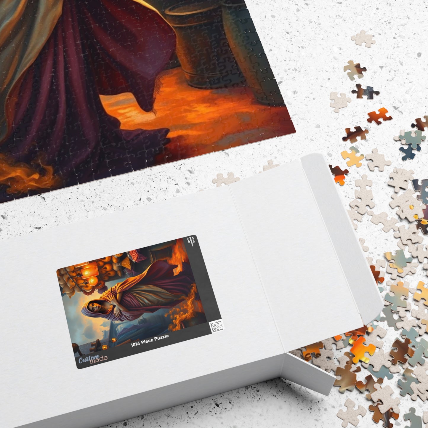Enchanted Genie Puzzle, Market at Dusk Scene Mythical Jigsaw Game, 110 252 520 1014 Piece, Challenging Fantasy Art, Relaxing Mindful Gift