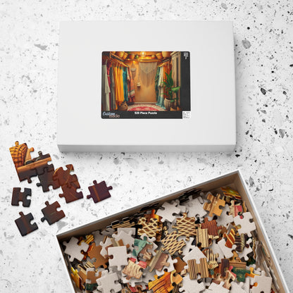Boho Chic Closet Jigsaw Puzzle, Rustic Fashion Wardrobe with Dresses Plants and Accessories Game, Dreamy Womans Boutique, Puzzle Lover Gift