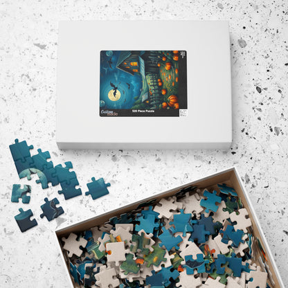 Moonlight Barn Halloween Puzzle, Spooky Night Scene 110 252 520-Piece Jigsaw Perfect Birthday Gift for Puzzle Lover, Fall Decor, Family Fun