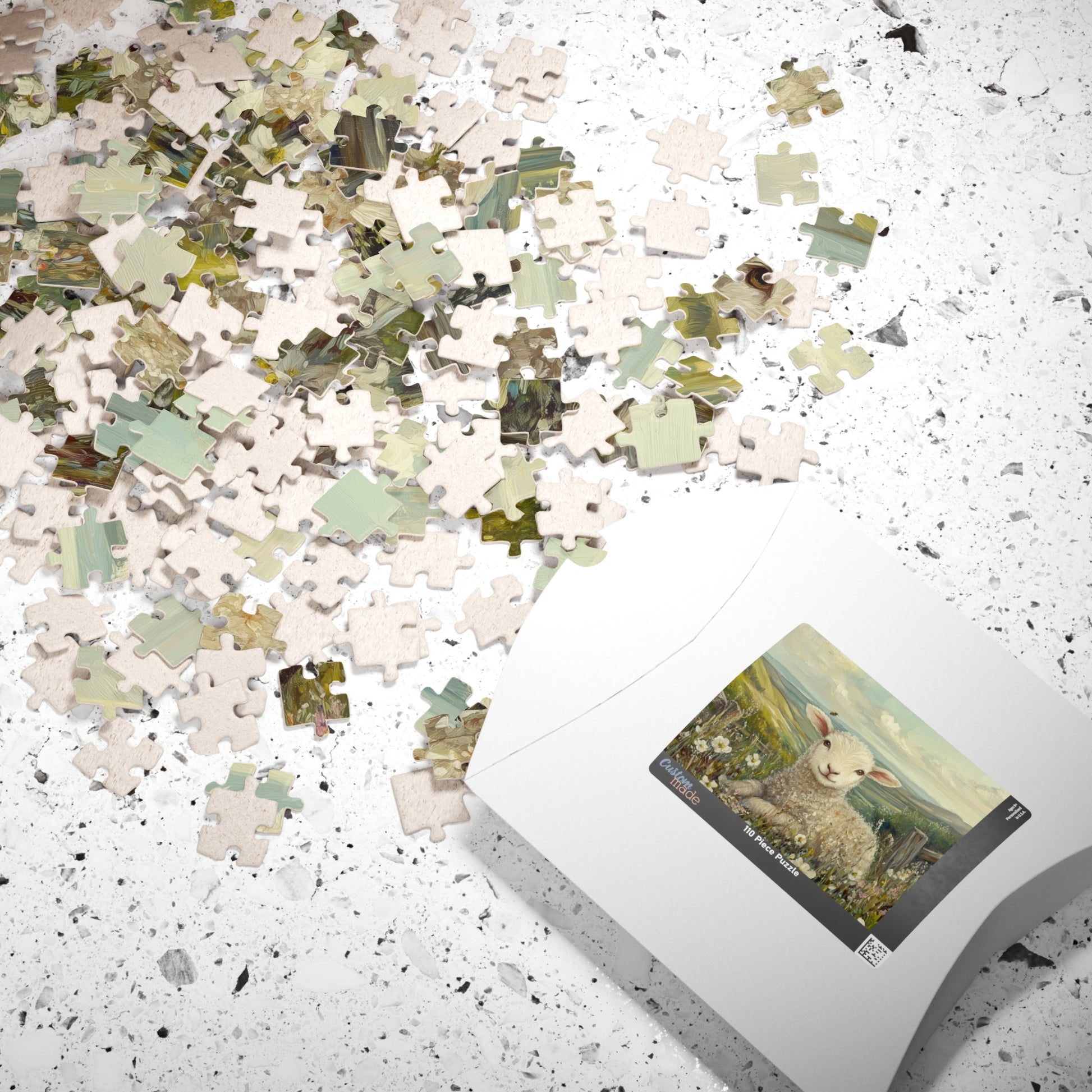 Lamb in Wildflowers Puzzle | Sheep in Countryside Landscape | 110/252/520/1014-piece Puzzle The Puzzle Chest