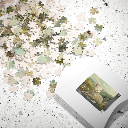 Lamb in Wildflowers Puzzle | Sheep in Countryside Landscape | 110/252/520/1014-piece Puzzle The Puzzle Chest