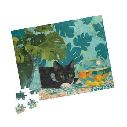 The Cat and the Goldfish Bowl – Classic Matisse-Inspired Cat Jigsaw Puzzle, Animal Theme Still Life Puzzle 110 pcs (Horizontal) Puzzle The Puzzle Chest