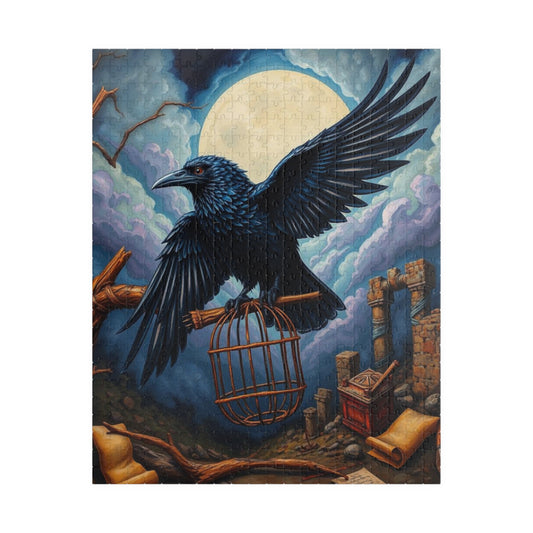 Midnight Messenger - Mystical Raven Puzzle, 110, 252, 520-piece Gothic Jigsaw Game for Family Game Night, Bird Lover Gift for Friends
