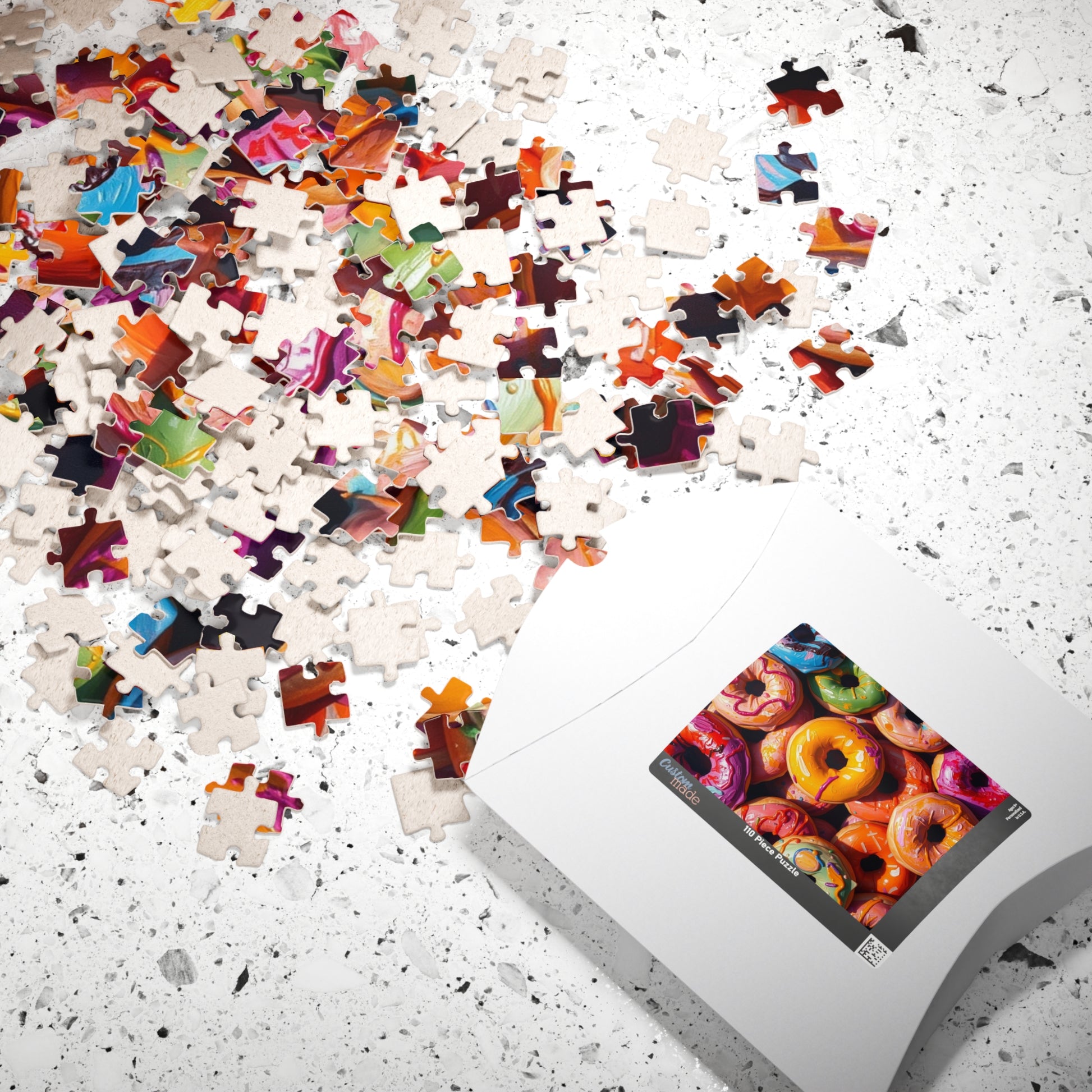 Chaotic Donuts Puzzle, Vibrant Sweets-Themed Jigsaw, Bright and Colorful Food Collage, Family Activity, Quiet Pastime, Foodie Puzzle Lover Puzzle The Puzzle Chest