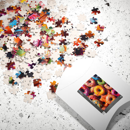 Chaotic Donuts Puzzle, Vibrant Sweets-Themed Jigsaw, Bright and Colorful Food Collage, Family Activity, Quiet Pastime, Foodie Puzzle Lover Puzzle The Puzzle Chest