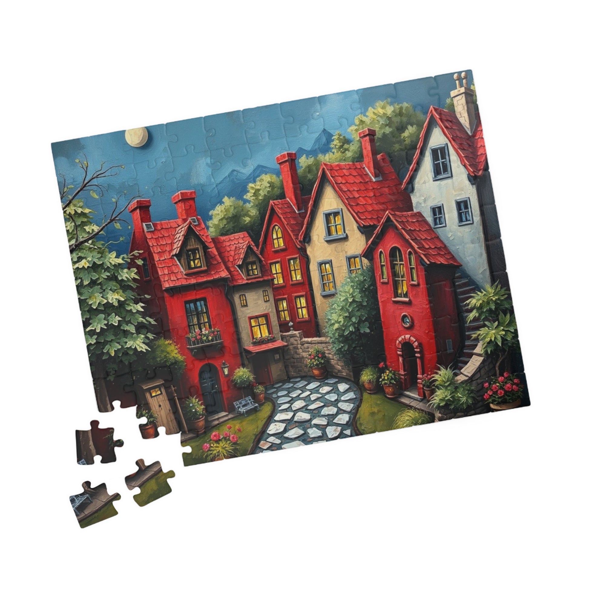 Adorable 3D Village Jigsaw Puzzle for Adults, 110, 252, 520, 1014-piece, Colorful and Cozy Town, Game for Puzzle Enthusiasts, Gift The Puzzle Chest