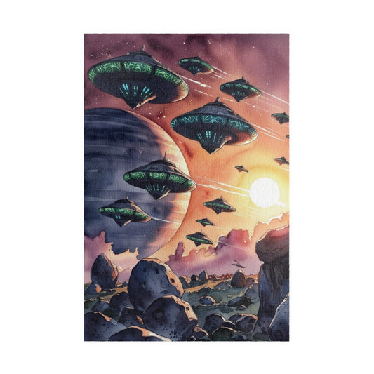 Space Fleet Puzzle, Alien Spaceship Jigsaw Game, Ringed Planet Asteroid Field Puzzle 110-1014 Piece, Sci-Fi Gift, Space Lover, Fun Hobby 1014 pcs (Vertical) Puzzle The Puzzle Chest