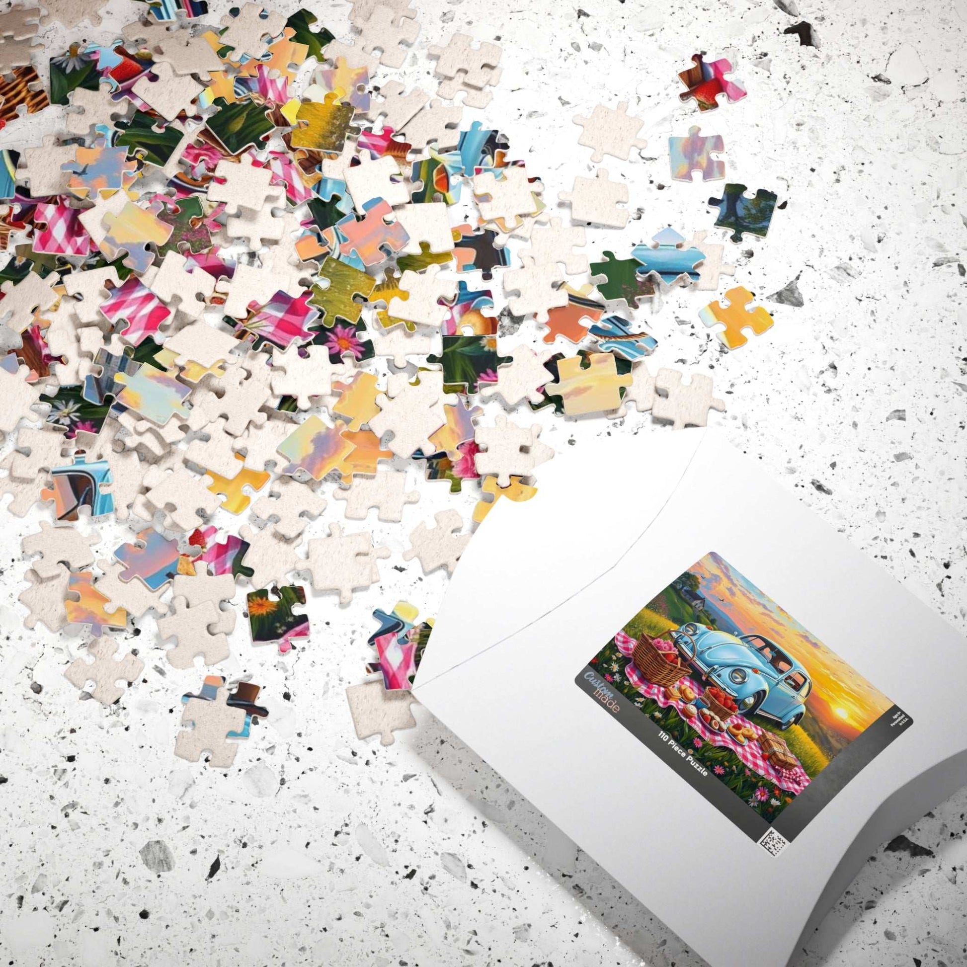 Vintage Picnic Puzzle, 110, 252, 520, 1014-piece Retro Auto Jigsaw Game for Nature Lover Gift, Family Fun, Solo Indoor Activity