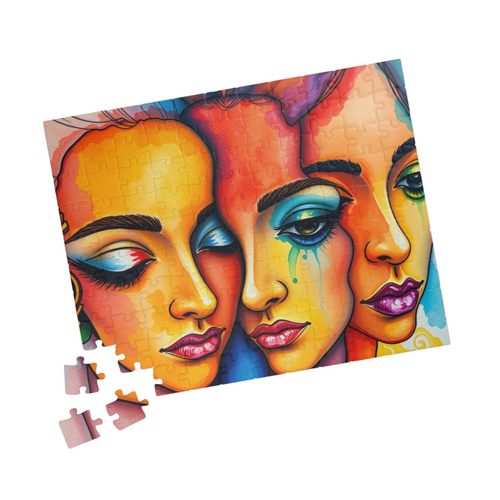 Blended Faces Abstract Jigsaw Puzzle (110-1014 Piece), Surreal Overlapping Watercolor Faces, Quiet Time Activity, Puzzle Lover Unique Gift Puzzle The Puzzle Chest