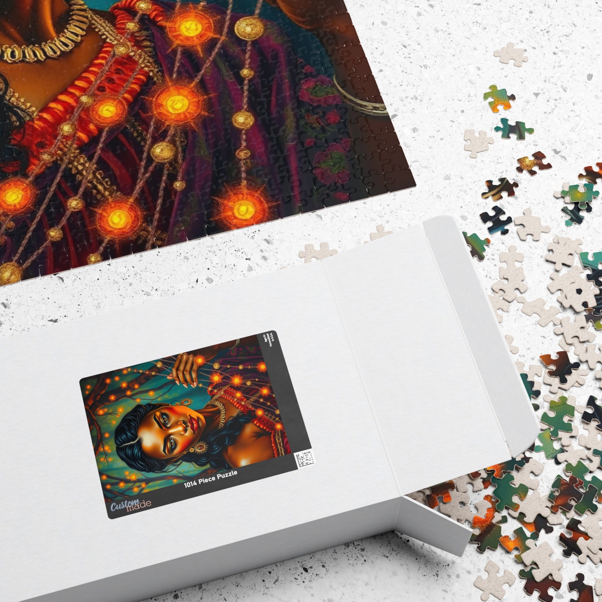 Indigenous Woman Portrait Puzzle, Beautiful Bioluminescent Forest Scene, Family Friendly Mindful Jigsaw Game, Challenge for Puzzle Lover Puzzle The Puzzle Chest