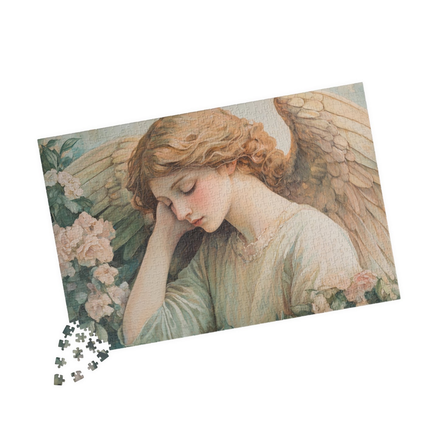 Sleeping Angel Puzzle - Floral Religious Jigsaw, Christian