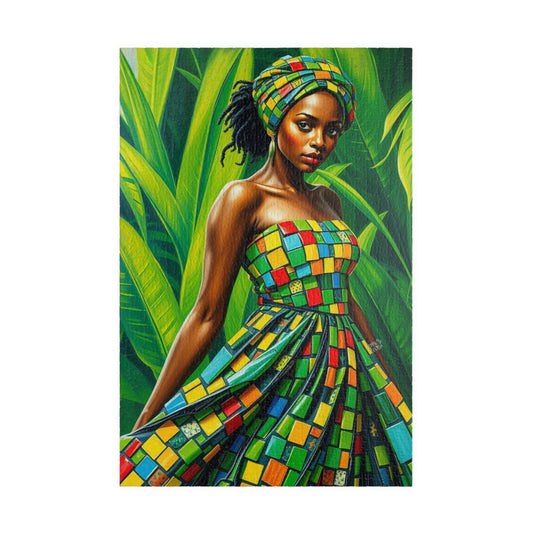 Colorful African Woman Puzzle, Vibrant Afrocentric Art Jigsaw Game, Unique Gift for Adult, Mindfulness Activity, Fun Home Entertainment