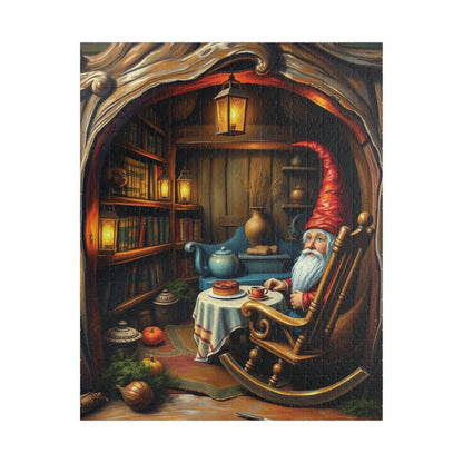 Gnome Home Inside Oak Trunk Jigsaw Puzzle, Fantasy Puzzle (110, 252, 520, 1014-Piece), Family Activity, Relaxing Hobby, Puzzle Lover Gift 520 pcs (Vertical) Puzzle The Puzzle Chest