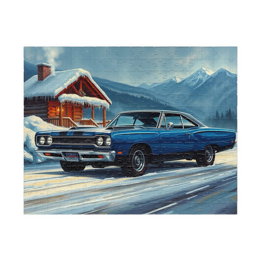 Vintage Car Puzzle, Nostalgic Jigsaw for Auto Lover, Classic Blue 1969 Plymouth Road Runner, Family Game Night, Unique Gift for Him, Mindful 252 pcs (Horizontal) Puzzle The Puzzle Chest