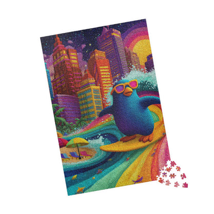 Penguin Surfer Jigsaw Puzzle – Animal Theme Game for All Ages, Family Activity, Gift for Kids, Adults, Game Night 1014 pcs (Vertical) Puzzle The Puzzle Chest