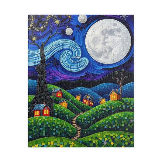 Mosaic Moonlit Village Puzzle | 110-1014 Piece Jigsaw Game | Perfect Gift for Puzzle and Art Lovers | Family Game Night | Mindfulness Hobby 110 pcs (Vertical) Puzzle The Puzzle Chest