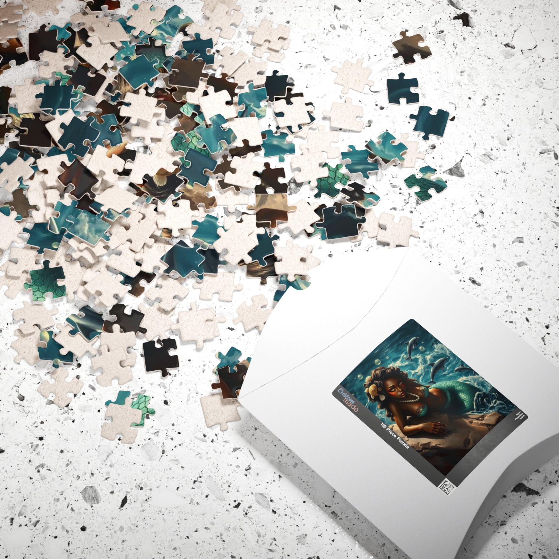 Black Mermaid Jigsaw Puzzle - Enchanting Ocean Black Art, Gift for Sea Lovers, Creative Activity, Home Entertainment, Family Bonding Puzzle The Puzzle Chest