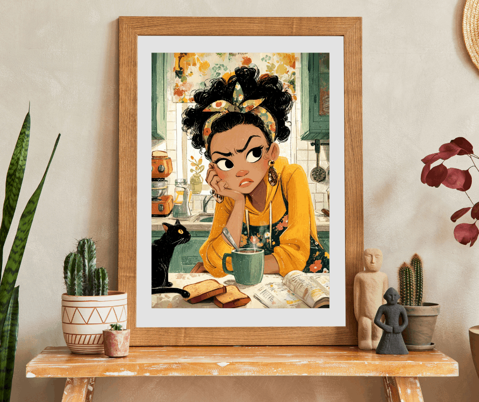Funny Kitchen Cartoon Puzzle - Watercolor Scene of Girl Making Coffee, Character Game for Adults Puzzle The Puzzle Chest