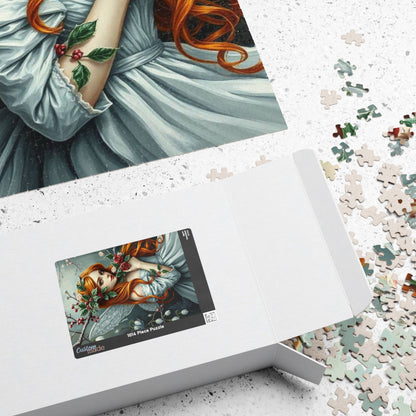 Winter Fairy-Themed Puzzle - Copper Hair, Silvery Gown and Icy Floral Art, 110-1014 Piece Gift for Puzzle Lover, Perfect for Holidays