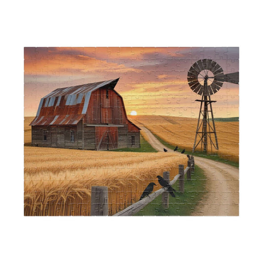 Rustic Farmhouse Puzzle, 110-1014 Piece Fall Landscape Jigsaw Game, Cozy Autumn Home Decor, Family Fun Activity 252 pcs (Horizontal) Puzzle The Puzzle Chest