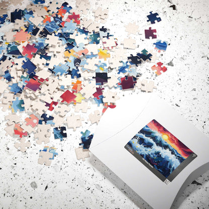 Abstract Ocean Sunrise Puzzle for Adults - Colorful Seascape Jigsaw Game