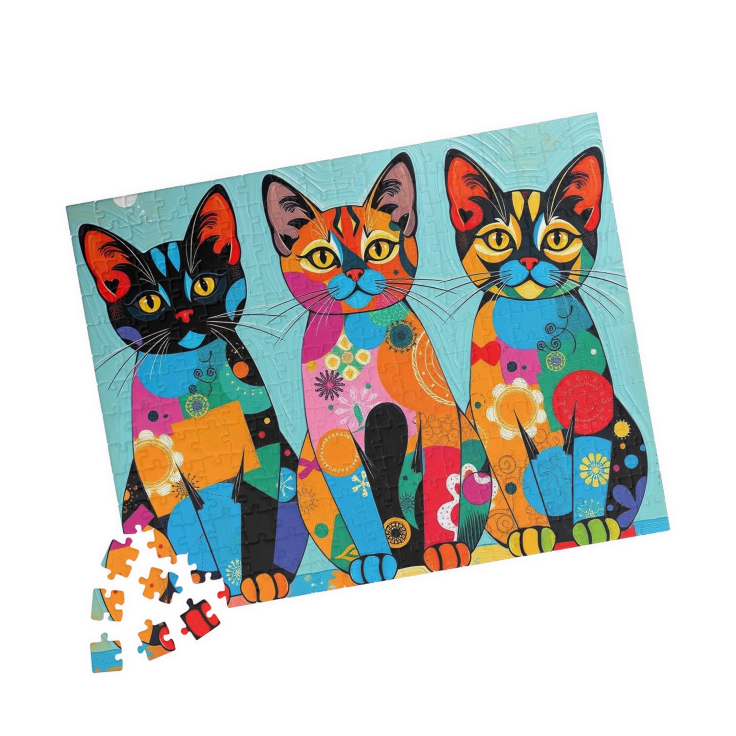 Colorful Cat Puzzle | 110, 252, 520, 1014-piece Pop Art Jigsaw Game | Fun Family Activity, Cat Lover Gift Puzzle The Puzzle Chest