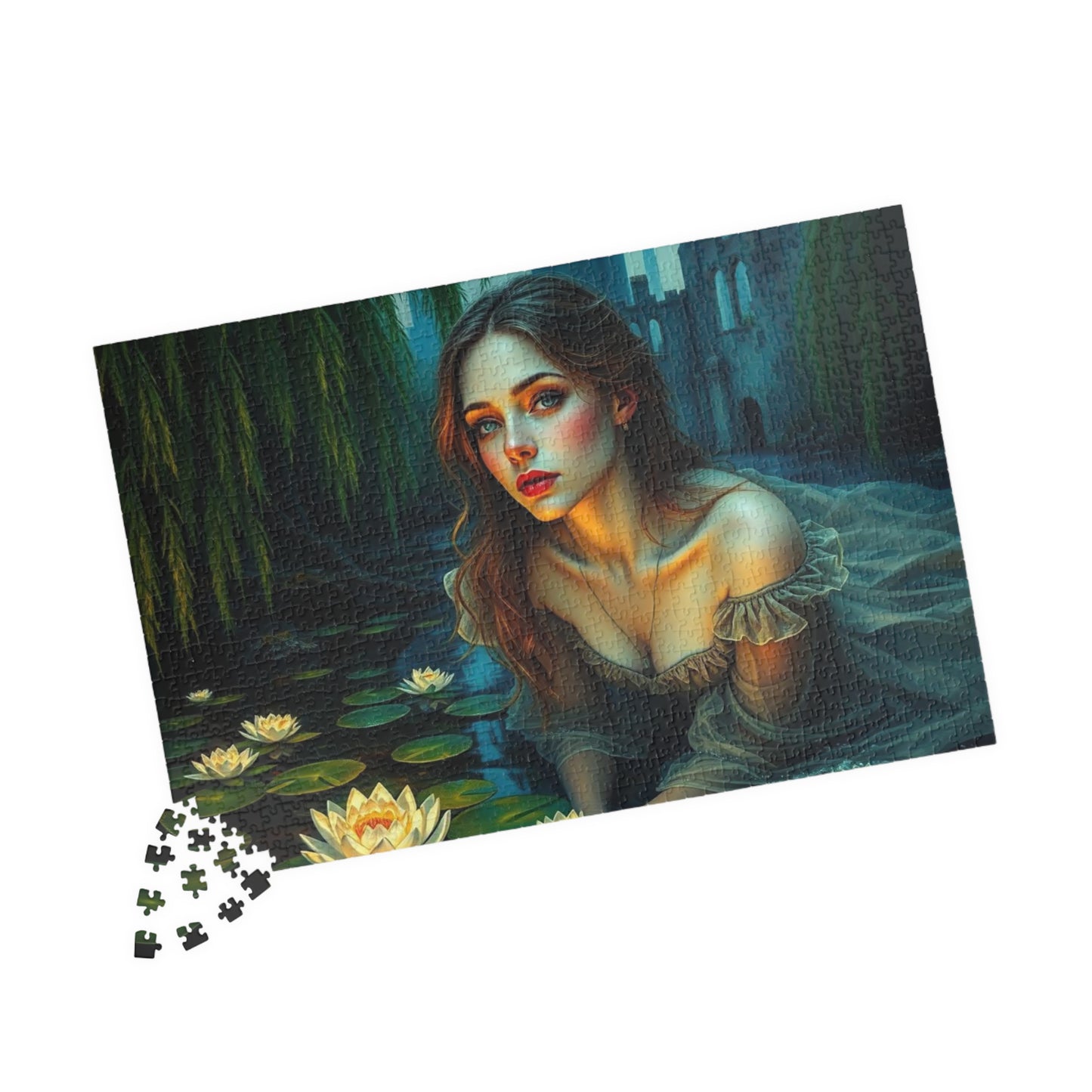 Ophelia's Lament Jigsaw Puzzle - Lotus Flower, Gothic Puzzle, Dark Fantasy Puzzle Art Gift for Friend, Mindfulness Activity Puzzle The Puzzle Chest