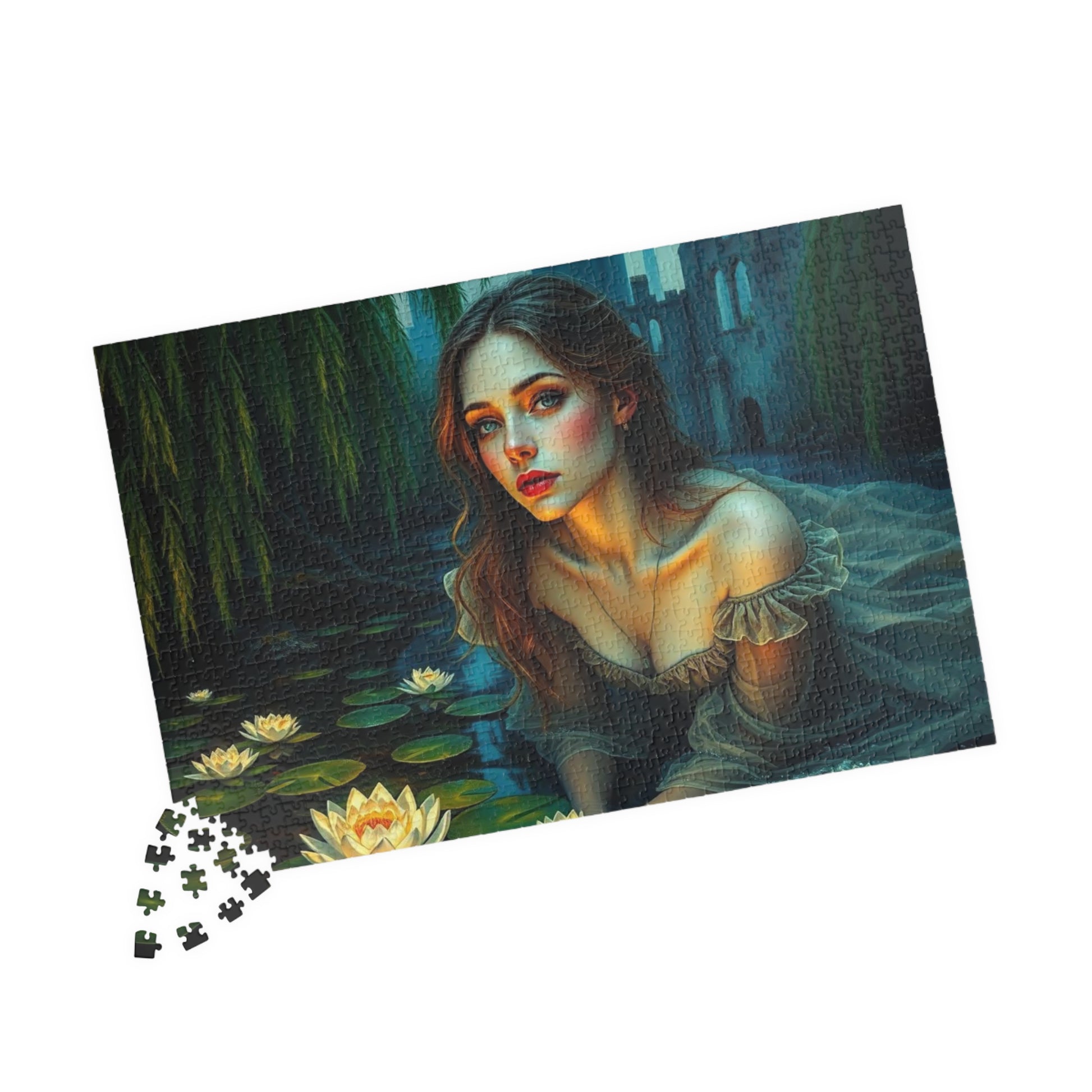 Ophelia's Lament Jigsaw Puzzle - Lotus Flower, Gothic Puzzle, Dark Fantasy Puzzle Art Gift for Friend, Mindfulness Activity Puzzle The Puzzle Chest