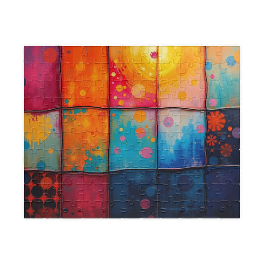 Vibrant Abstract Art Puzzle, Colorful Home Decor, Fun Family Activity, Creative Gift for Friends, Mindful Entertainment, Celebration Piece 110 pcs (Horizontal) Puzzle The Puzzle Chest