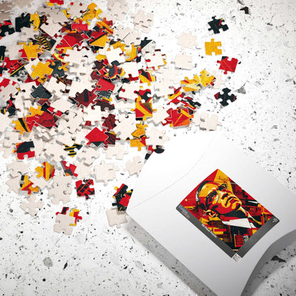 Black History Month Puzzle – Malcolm X Geometric Pop Art Jigsaw, Afrocentric Home Décor & Educational Gift for African American History Buff Puzzle The Puzzle Chest