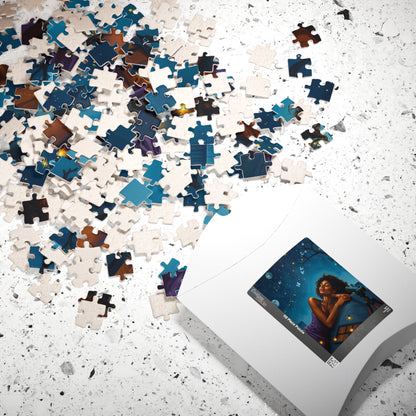African American Woman Jigsaw Puzzle, Starry Night Scene, Black Art, Black Girl Puzzle, Perfect Gift for Black People, Family or Solo Fun Puzzle The Puzzle Chest