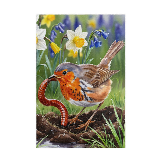 Robin and Worm Puzzle, Bird Spring Scene Flower Background Animal Jigsaw Game, 520-Piece Fun Family Activity, Gift Idea for Nature Lovers 1014 pcs (Vertical) Puzzle The Puzzle Chest