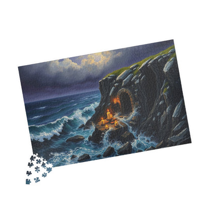 Sepulcher by the Sea Gothic Jigsaw Puzzle, Mystical Coastal Gothic Art Print, Solo Fun Meditation Activity, Gift for Dark Fantasy Lover Puzzle The Puzzle Chest