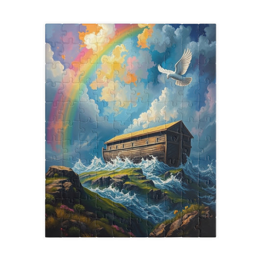 Noah's Ark Puzzle, Religious Jigsaw Game, Christian Art Puzzle, Fun Family Activity, Home Entertainment, Faith Based Gift for Kid and Adult