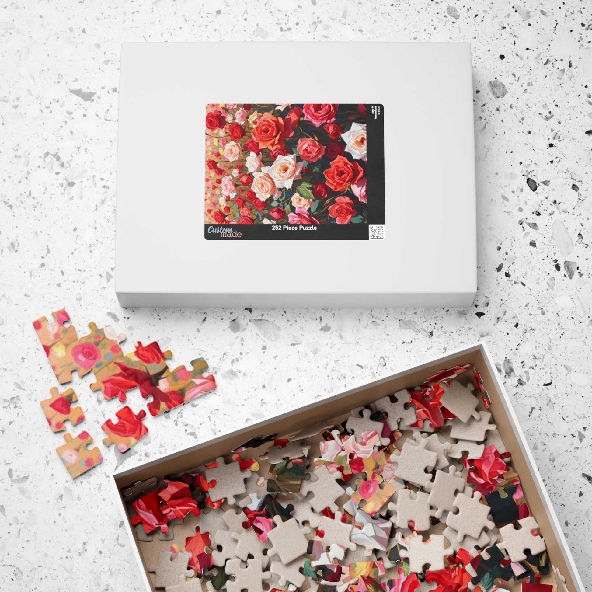 Rose Field Jigsaw Puzzle, Colorful Pink and Red Flowers, Creative Hobby, Quiet Home Entertainment, Floral Design Gift for Puzzle Lover Puzzle The Puzzle Chest