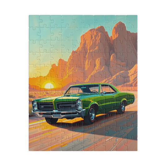 Vintage Car Sunset Puzzle, 110, 252, 520, 1014-piece 1966 GTO Auto Jigsaw Game, Nostalgic Gift, Family Game Night, Retro Vibe Car Enthusiast 110 pcs (Vertical) Puzzle The Puzzle Chest