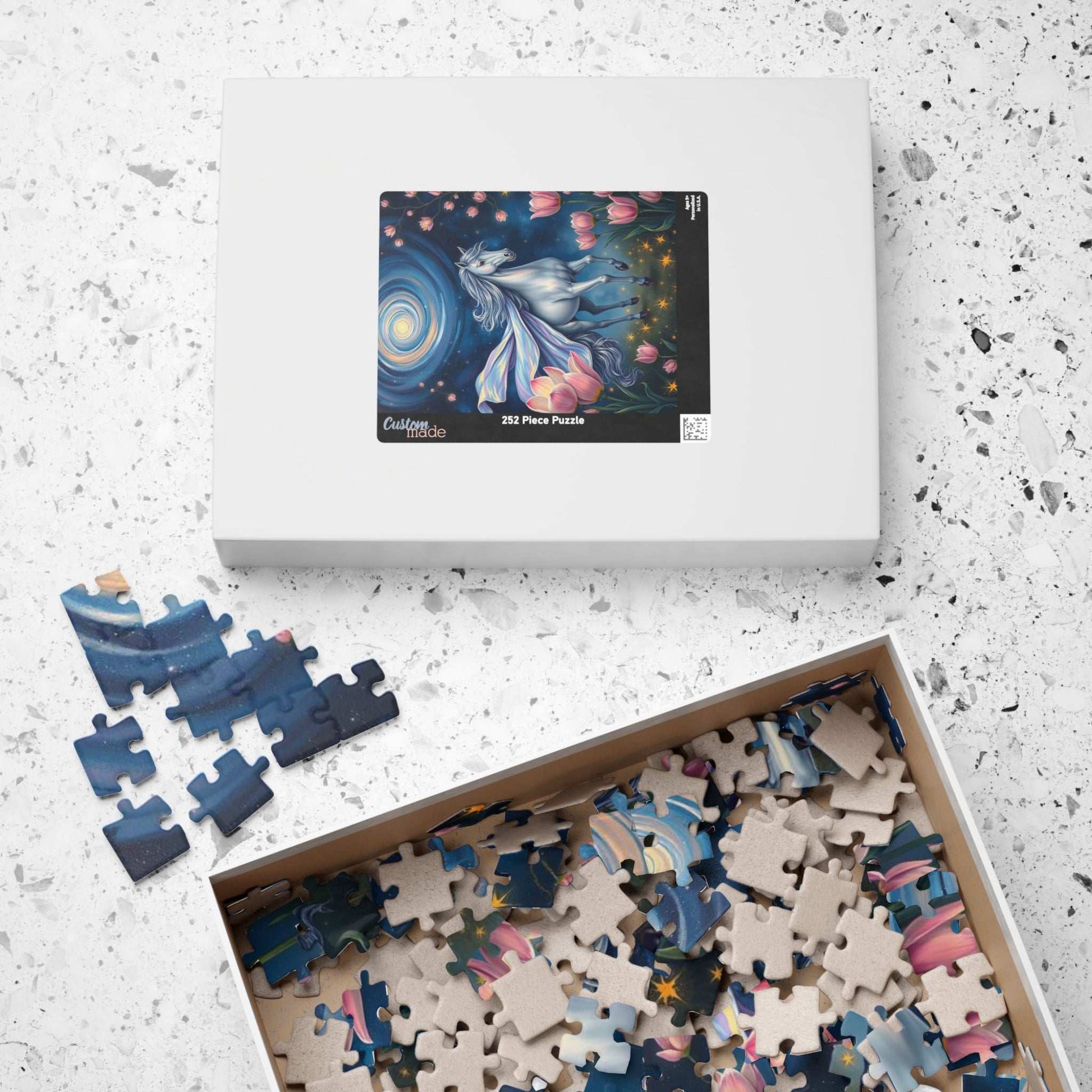 Galloping Horse Jigsaw Puzzle - Flower Field, Mare or Stallion Animal Lovers Gift for Equestrian, Horse Owner, Equine Lover Puzzle The Puzzle Chest