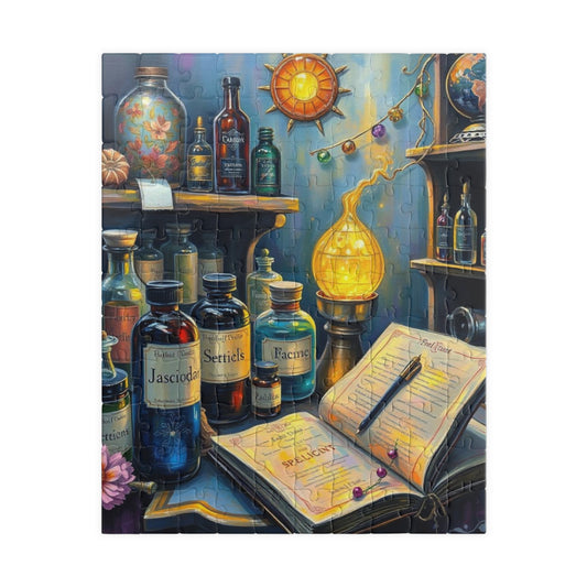 Enchanting Potion Store Jigsaw Puzzle - 110, 252, 520 pcs, Halloween Family Activity, Gothic Gift for Puzzle Lovers, Fantasy Art Enthusiasts