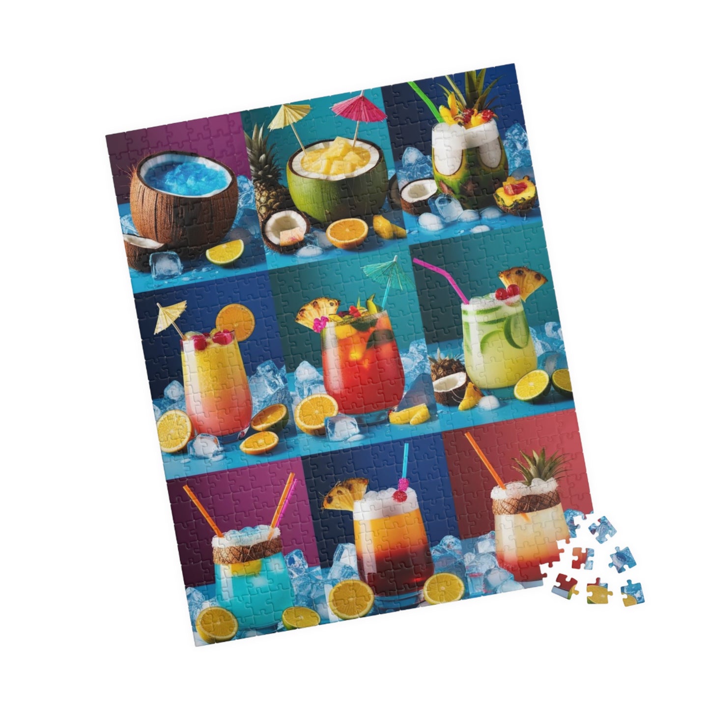 Tropical Drink Collage Puzzle, Relaxing Jigsaw Game for Adults, Solo Fun Quiet Leisure Activity, Colorful Cocktails Gift for Puzzle Lovers Puzzle The Puzzle Chest