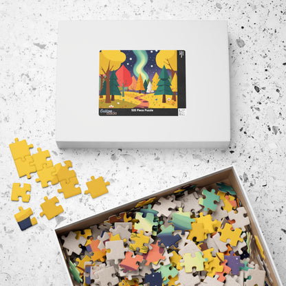Magical Forest Landscape Jigsaw Puzzle - Abstract Geometric Trees in Bold Bright Colors Puzzle The Puzzle Chest
