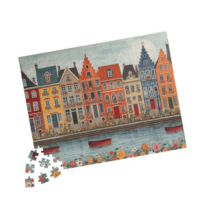 Canal Village Jigsaw Puzzle - Spring Town River Daytime Scene 252 pcs (Horizontal) Puzzle The Puzzle Chest