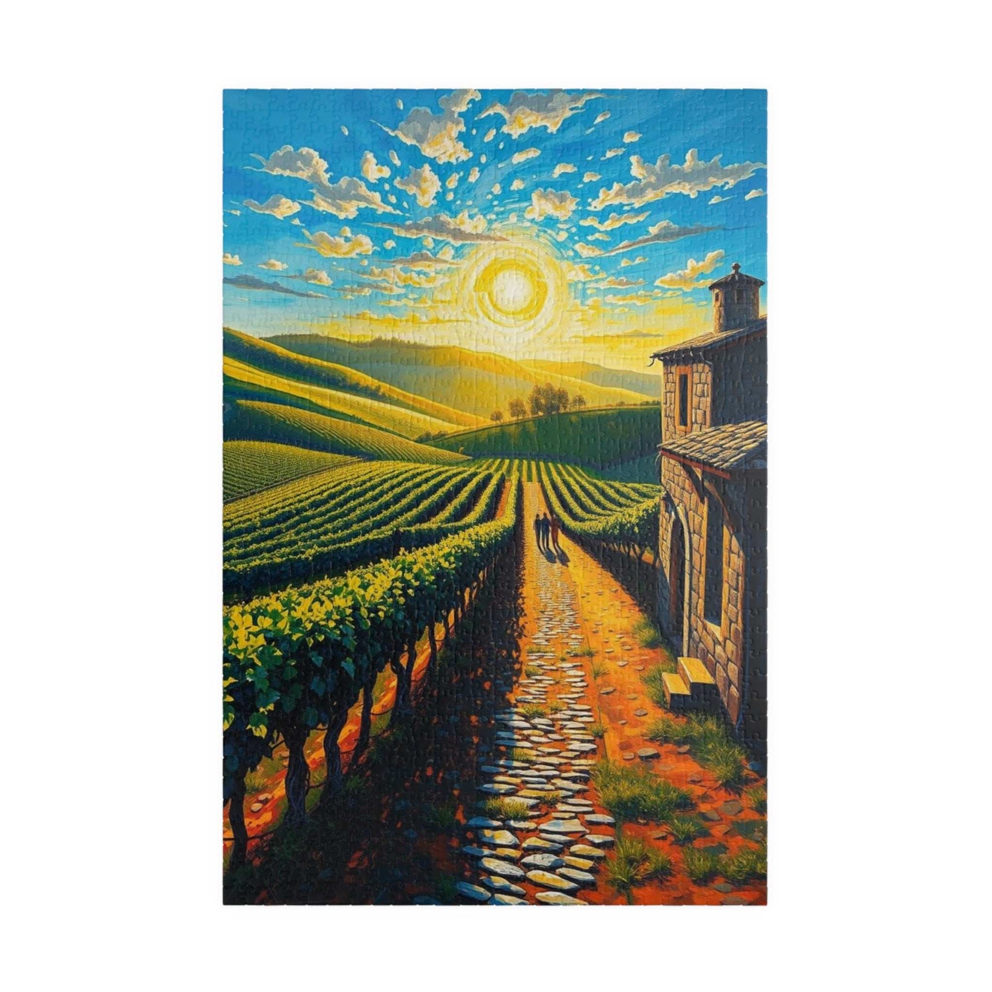 Scenic Vineyard Puzzle, Nature Puzzle, Sunset Jigsaw, Family Activity, Gift for Puzzle Lovers 1014 pcs (Vertical) Puzzle The Puzzle Chest