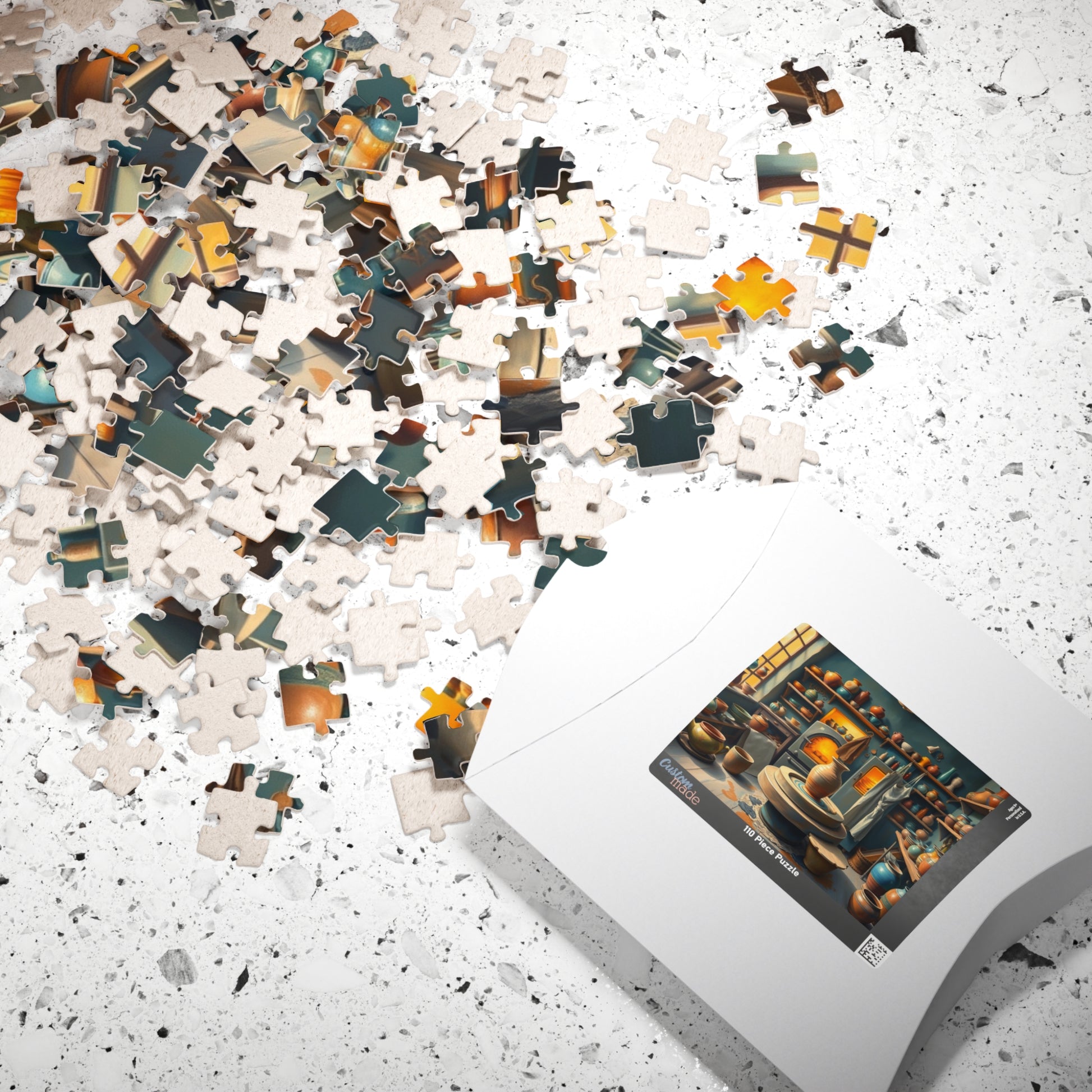 Artisan Pottery Shop Jigsaw Puzzle, Cute Colorful Ceramic Bowls, Vases and Potter's Wheel, Craft Lover Puzzle Enthusiast Gift, Relaxation Puzzle The Puzzle Chest