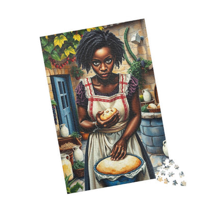 Country Kitchen Jigsaw Puzzle – Black Woman Baking Bread, Afrocentric Gift for Indoor Activity, Family Fun, Holiday or Birthday 1014 pcs (Vertical) Puzzle The Puzzle Chest