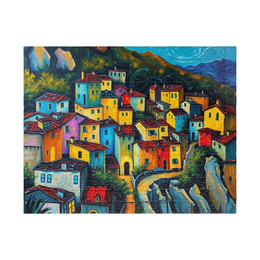 Colorful Village Art Puzzle - 110, 252, 520, 1014-piece | Perfect for Family Game Night, Gift for Art Lovers, Cozy Entertainment 252 pcs (Horizontal) The Puzzle Chest