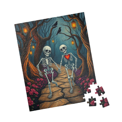 Spooky Romance Skeleton Puzzle for Adults, Perfect for Halloween Couples Night Family Fun Unique Gothic Gift for Puzzle Enthusiast