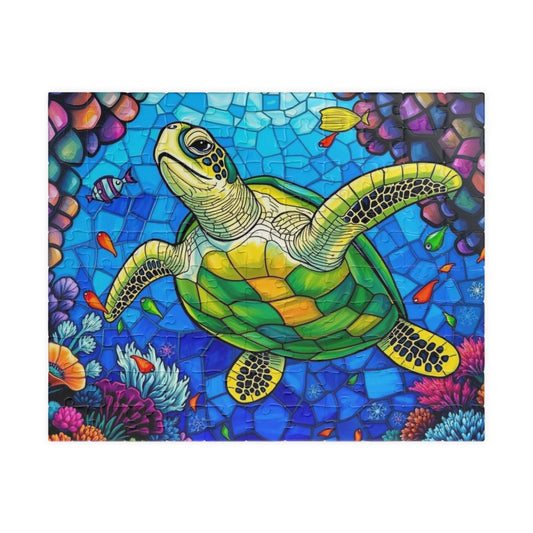 Coral Dreams Sea Turtle Puzzle - Stained Glass Style, 110-1014 Piece Ocean Themed Jigsaw for Solo Fun Family Activity, Marine Life Gift