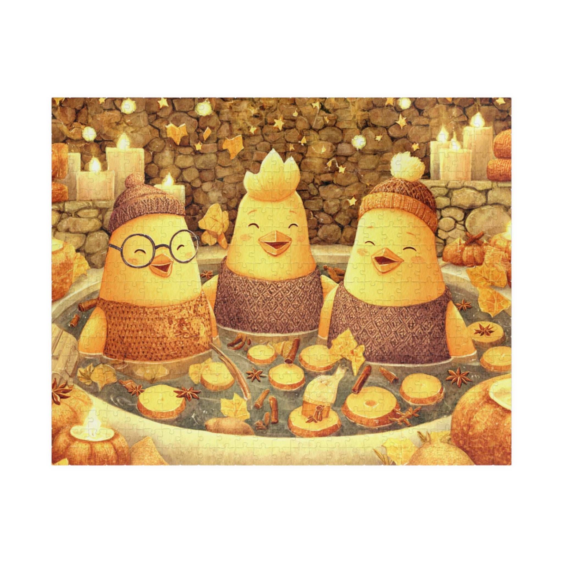 Pumpkin Spice Spa Chickens Puzzle – Cozy Fall Fairy-Tale Jigsaw, Autumn Fun Family Game, Cute Chick Characters Puzzle The Puzzle Chest